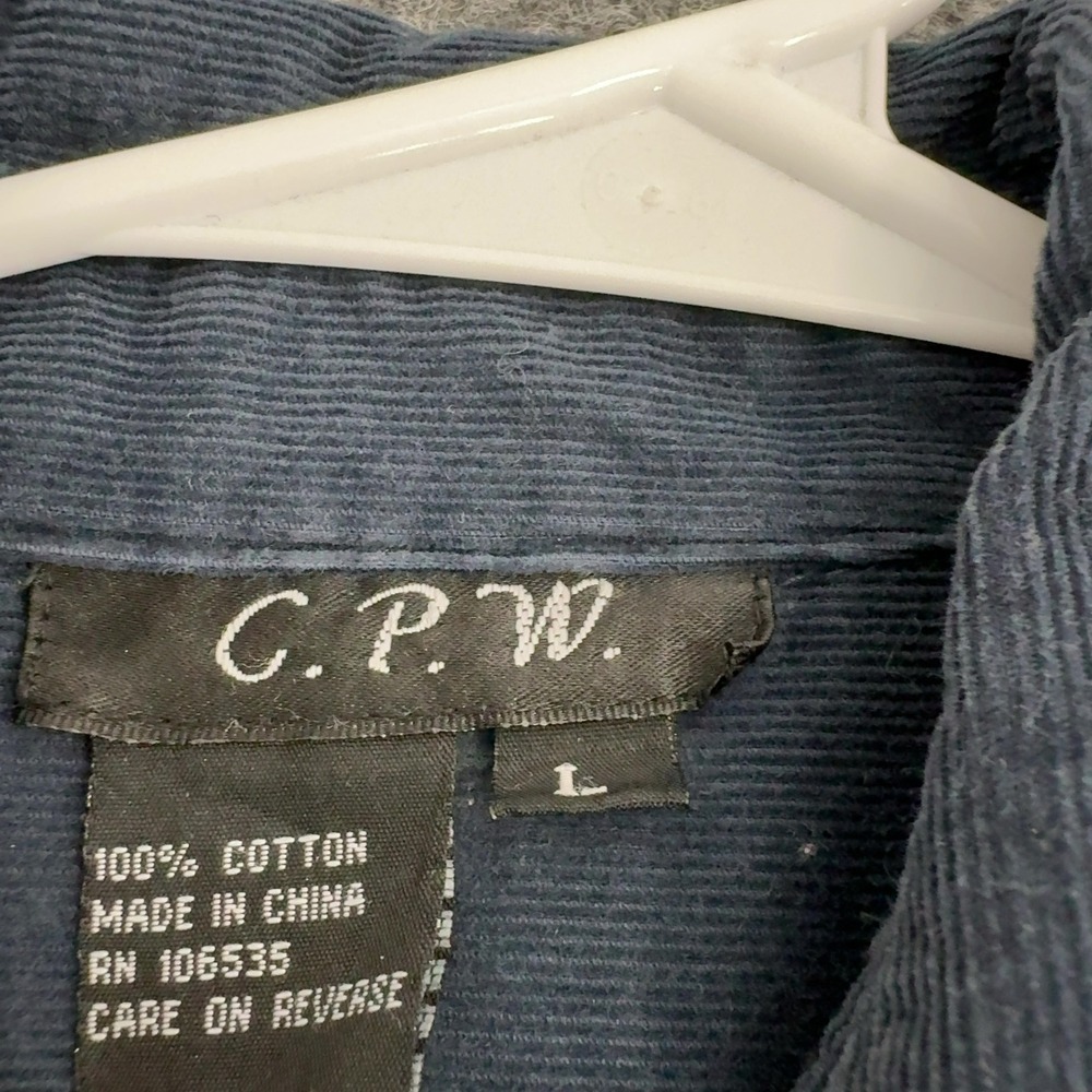 CPW Shirt Womens L Blue Cotton Corduroy Button Down Utility Casual Style - Picture 4 of 8